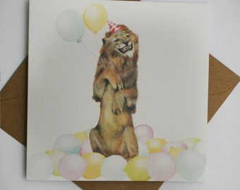 Carte D Anniversaire Lion Etsy