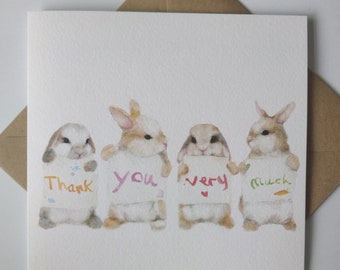 Bunny Bunch Thank You Card Set - Etsy