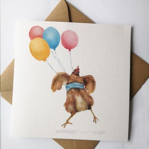 Flying Hen, Birthday card