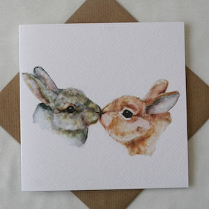 Kiss kiss, Easter card, bunny rabbit Easter cards, greeting cards, Valentine card, rabbit