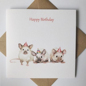 Souris, carte d'anniversaire, carte de voeux souris