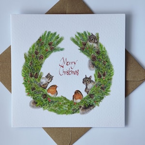Couronne de Noël, carte de Noël, carte de voeux