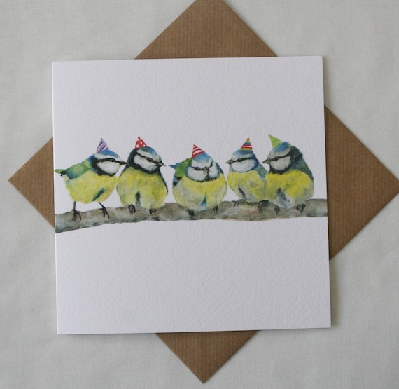 Blue Tits Birthday Card | Etsy