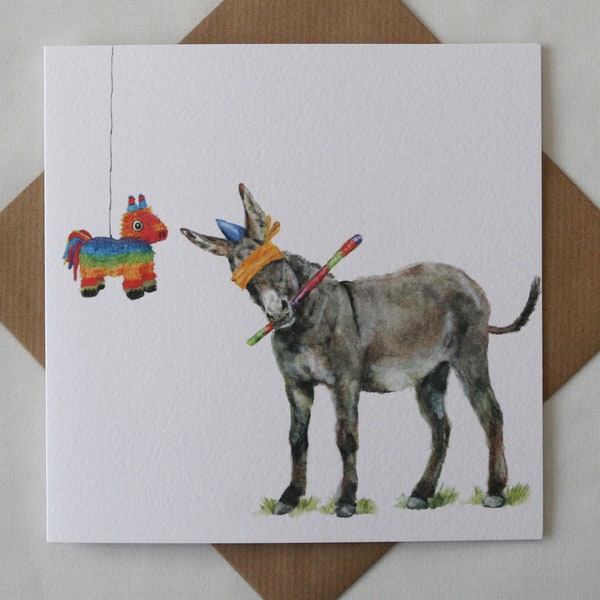 Don Piñata, Birthday Card, donkey card, donkey lovers card, blank card, greeting card