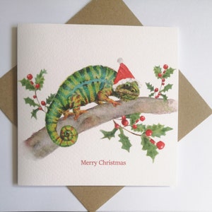 Caméléon festif, carte de Noël