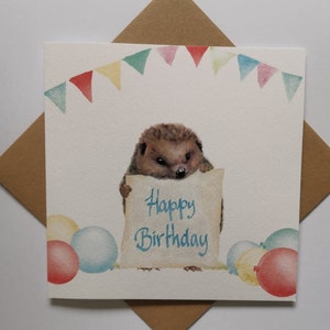 Anniversaire hérisson, carte d'anniversaire, jolie carte de voeux