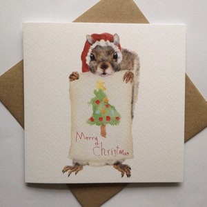 Noël écureuil, carte de Noël