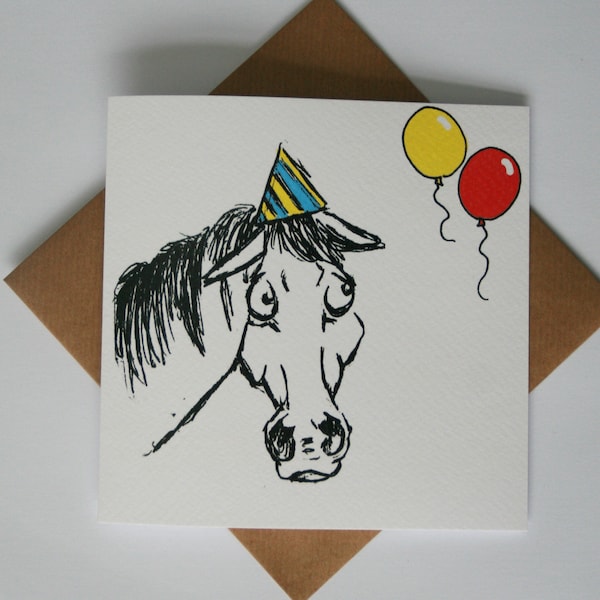 Globophobie, Carte d’anniversaire, carte de cheval, carte de cheval de dessin animé, cartes drôles, amoureux des chevaux, carte de vœux