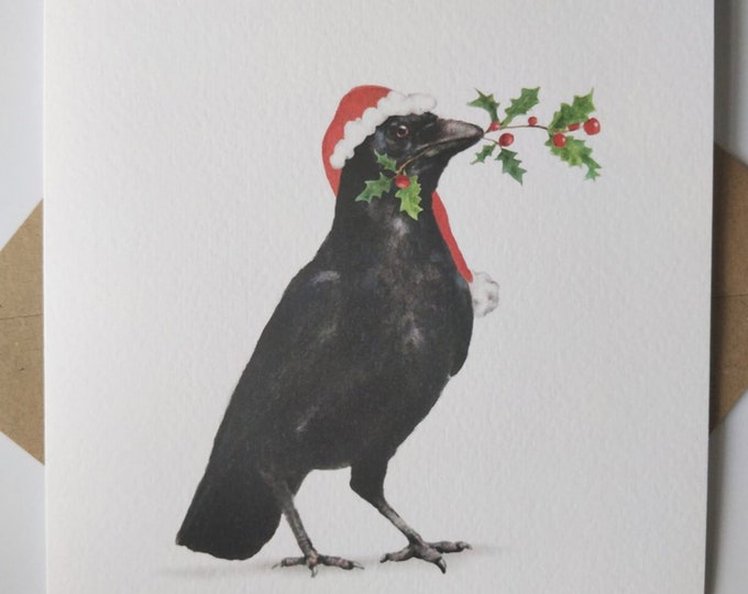 Festive Crow, Christmas Card Etsy