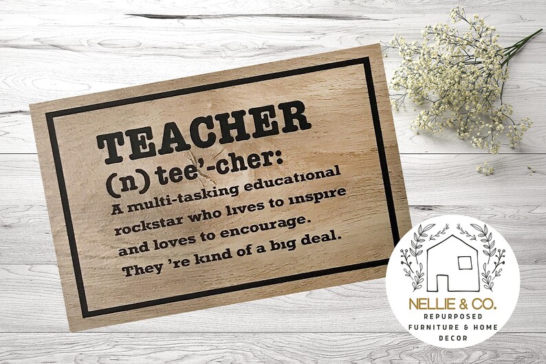 Handmade Teacher Definition Plaque, Beautifully Crafted Desk Decor