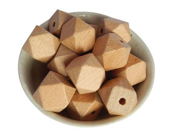 20mm Beech Wooden Bead | Hexagon | Geometric | European Beech | Natural Wood | Eco-Friendly | Unfinished | Non-Toxic