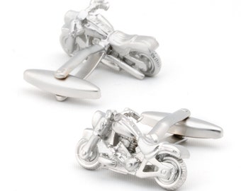 Silver Harley Davidson Motorbike Cufflinks