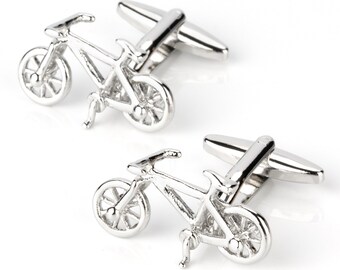 Silver Racing Bike Bicycle Cufflinks