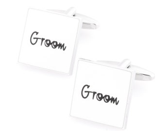 Groom White Wedding Cufflinks