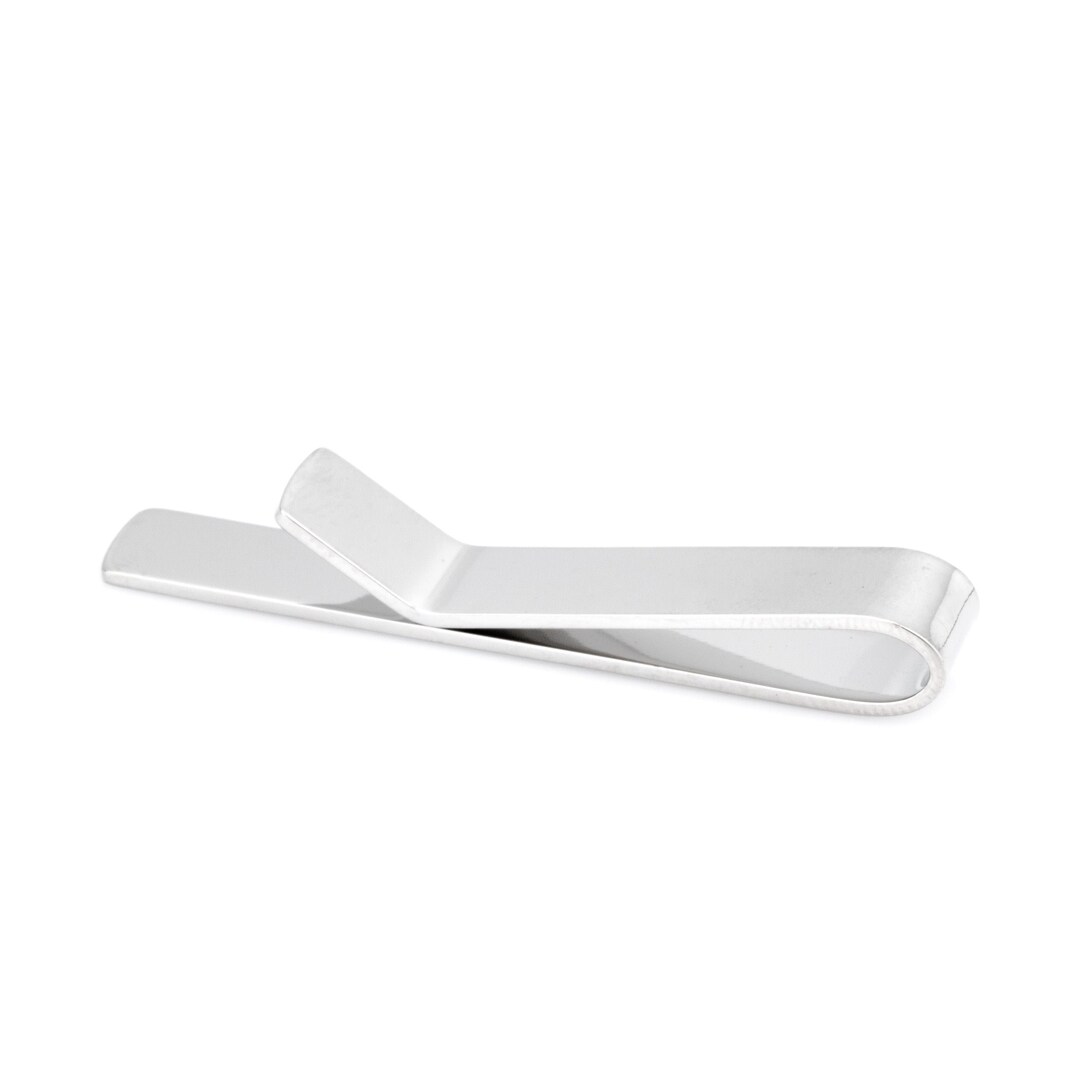 Silver Enamel Stripe Short Tie Bar