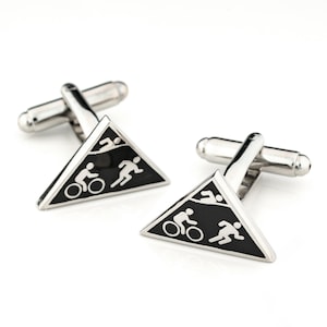 Triathlon Cufflinks Black Silver