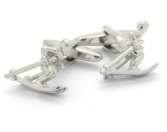 Skiing Silver Cufflinks