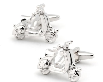 Silver 3D Vespa Scooter Cufflinks