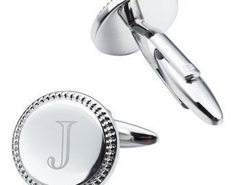 Letter J Initial Cufflinks -Round