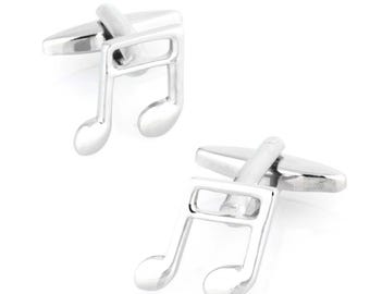 Boutons de manchette en argent avec note de musique