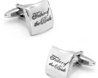Father of the Bride Curved Silver Wedding Cufflinks