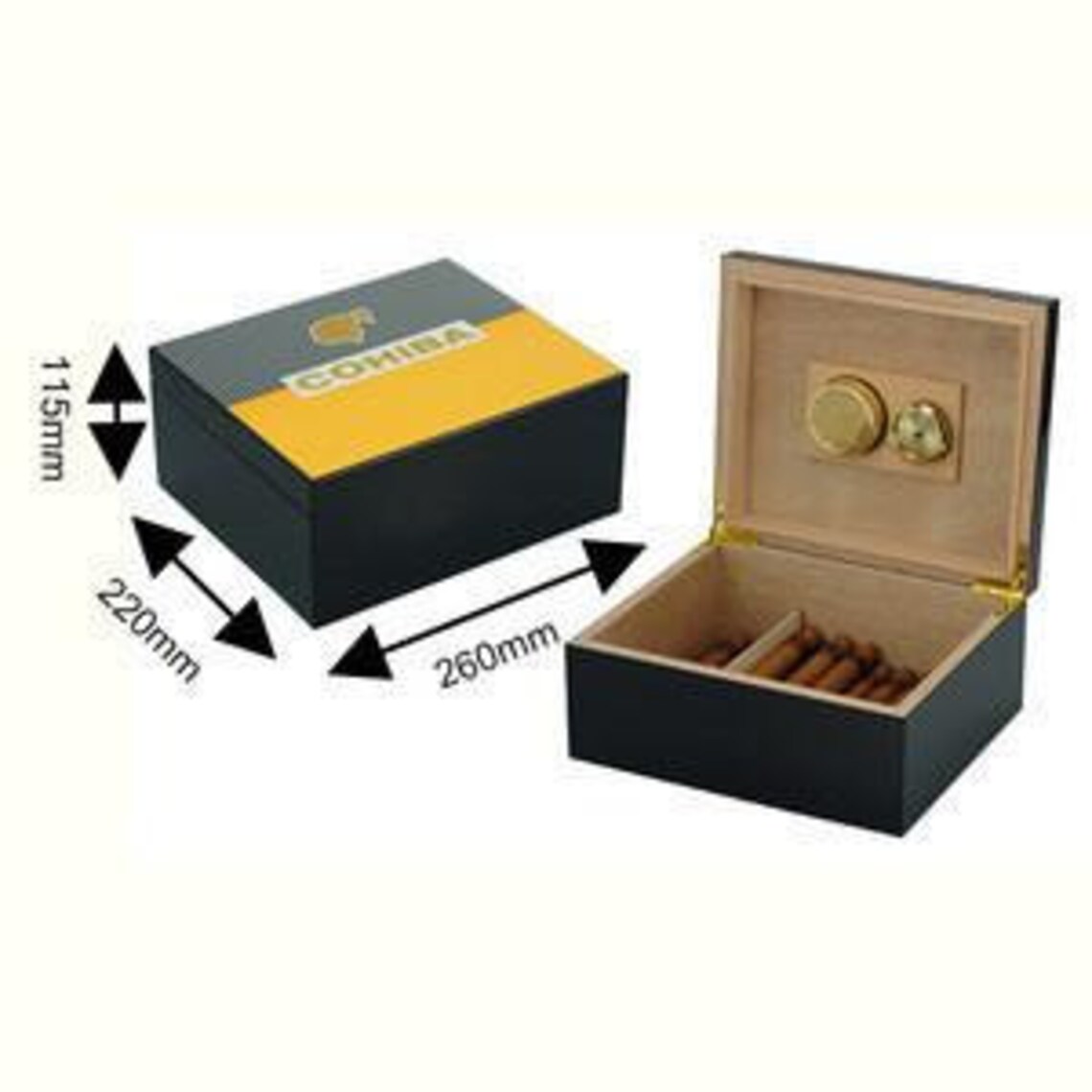 25 CT Cohiba Black Cigar Humidor Box for Cigars Etsy