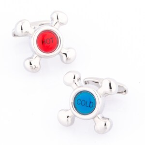Red & Blue Hot  Cold Tap Cufflinks