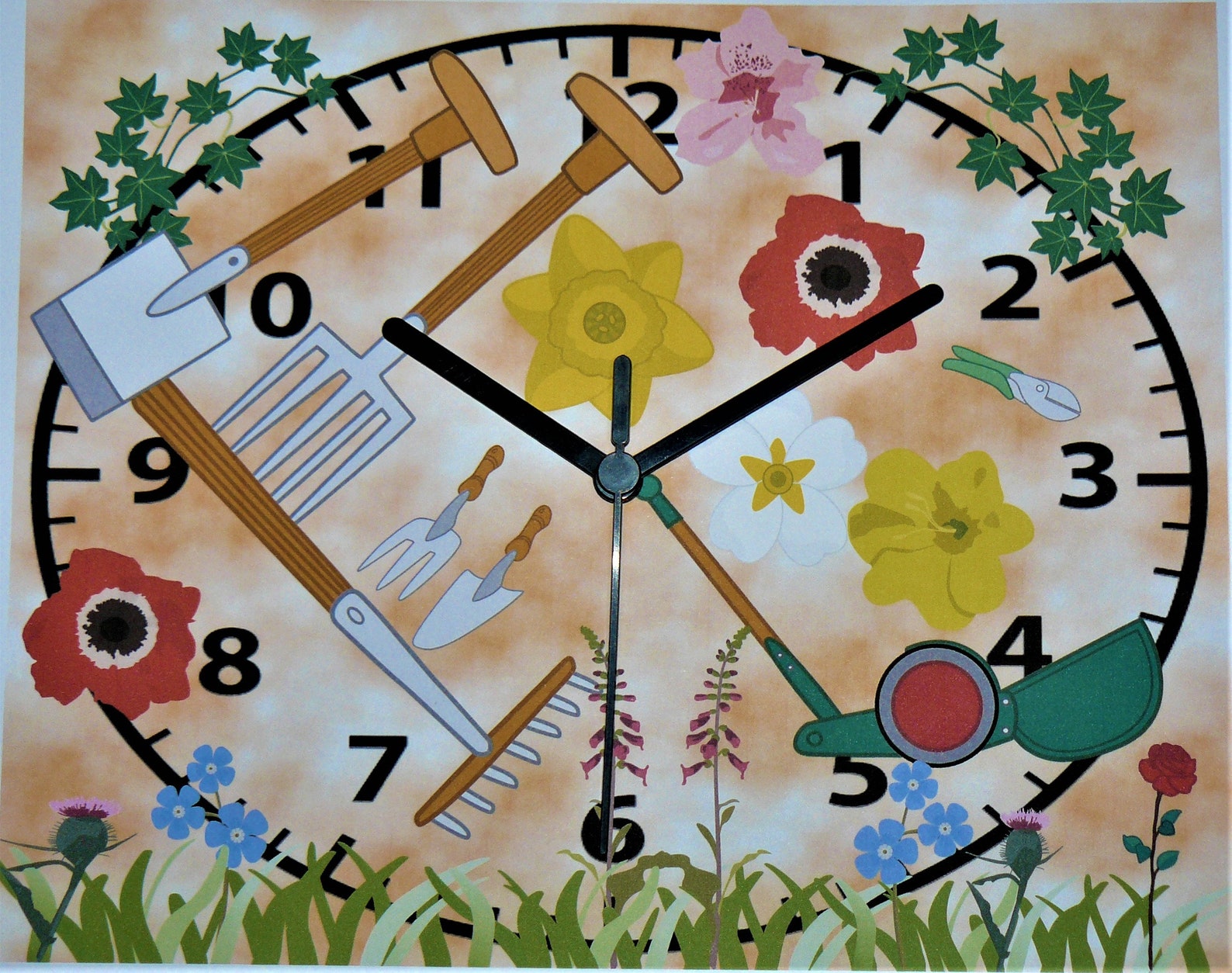 Gardening Wall Hanging Clock Garden Flowers Growing Market Garden