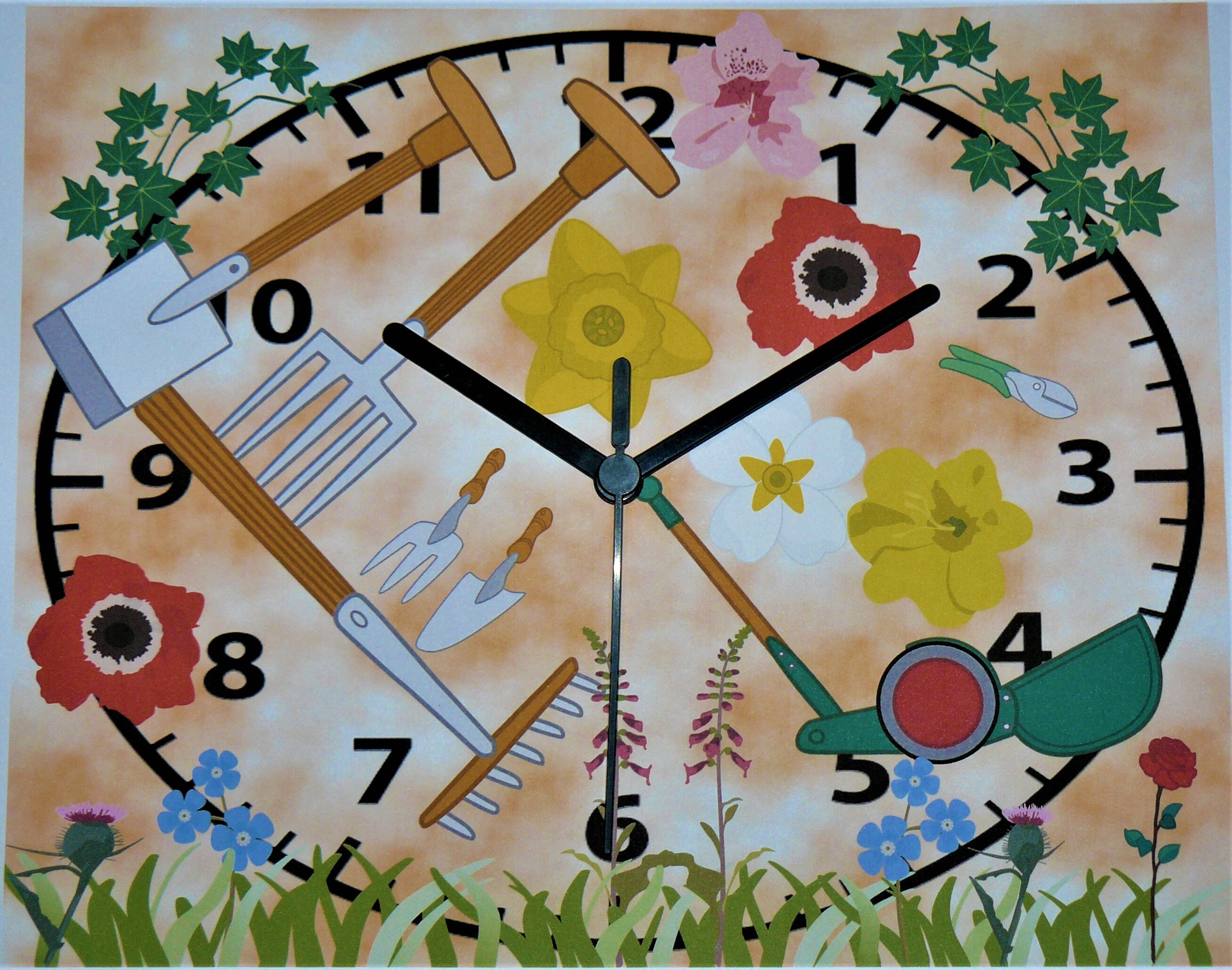 Gardening Wall Hanging Clock Garden Flowers Growing Market Garden