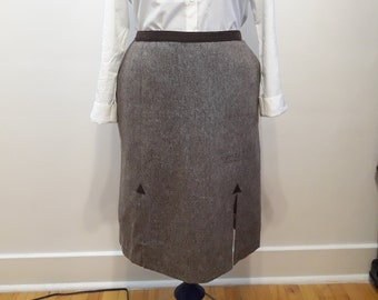 Librarian Brown Wool Pencil Skirt
