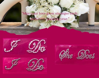 I Do Wedding Shoe Sticker. She Does. Silver/Rhinestone/Pearl