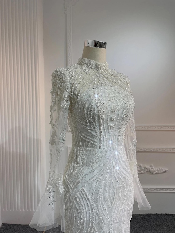 fully beaded wedding dresses Chic and Holland HF110385 - Cold Shoulder Fully Beaded Evening Dress 22 / Silver/Nude