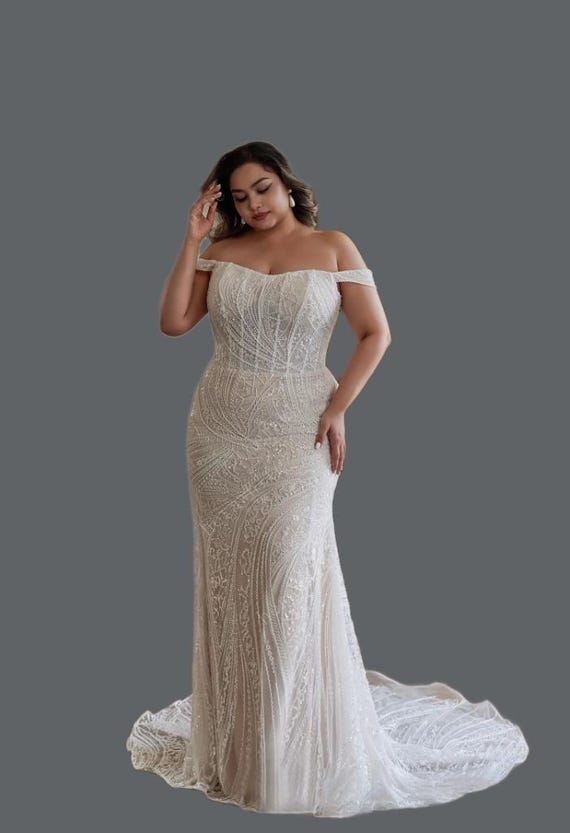 Lace Wedding Bardot Fishtail Wedding Dress Ecru Coast Satin Bardot Fishtail  Maxi Wedding Dress With Train