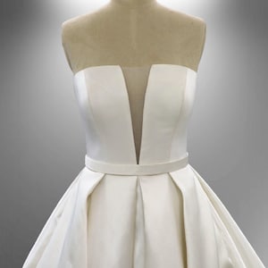 Classic Ball Gown Wedding Dress White Silk Mikado Voluminous Skirt