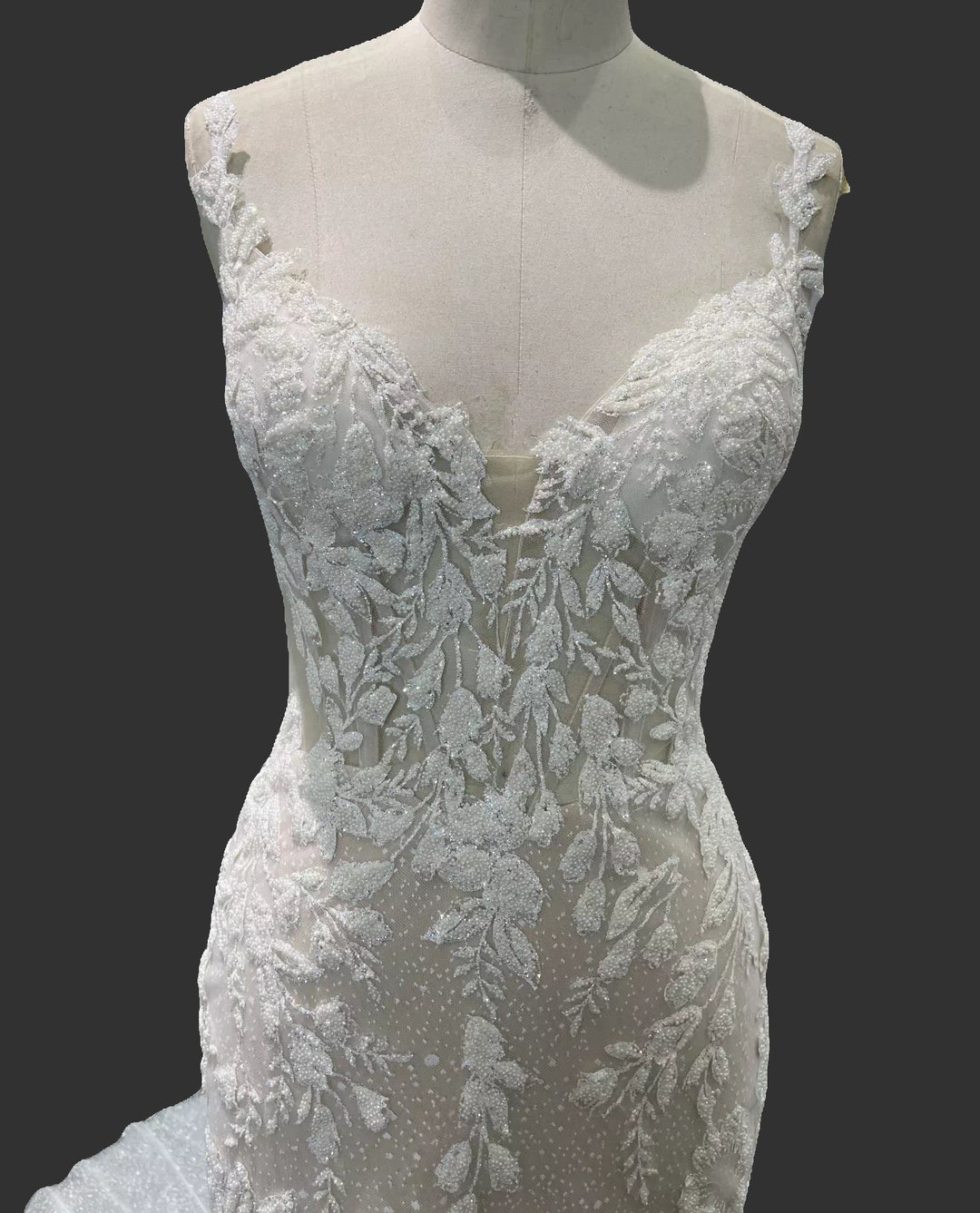 HOCILLE Elegant Pearl Beaded Lace Mermaid Evening Dresses Off The Shoulder Prom Gowns main image 1