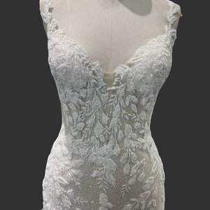 Sparkling Beaded Lace Mermaid Wedding Dress With Glitter Tulle