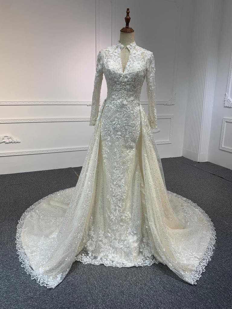 Elegant High Neck Sparkly Wedding Dresses for Timeless Glamour