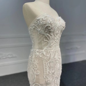 Elegant Sparkling Beaded Lace Mermaid Wedding Gown