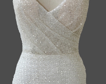 Vestido de novia de sirena con cuentas y lentejuelas brillantes