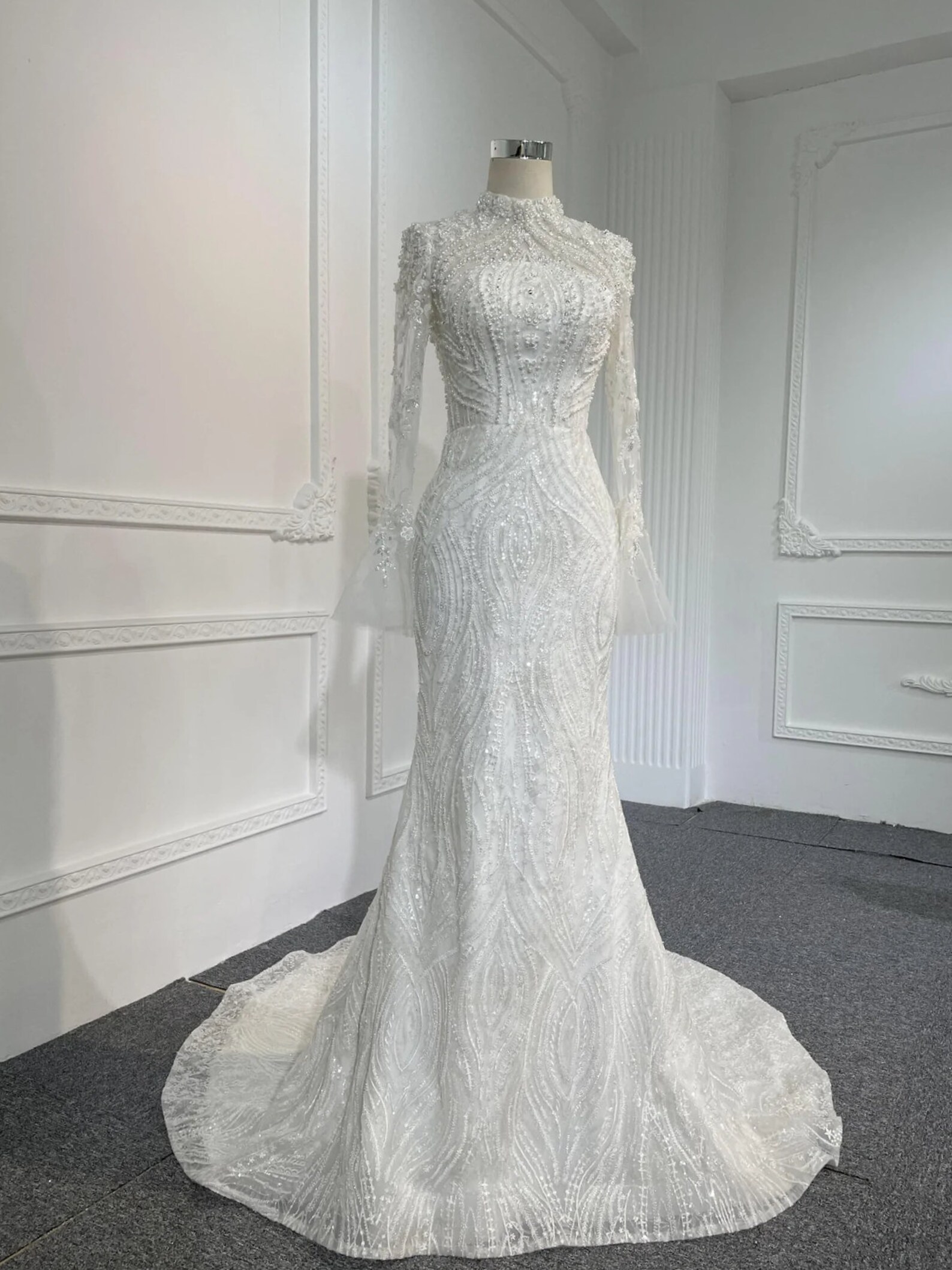 Magnificent Ivory Fully Beaded Long Sleeve Wedding Dress - Etsy