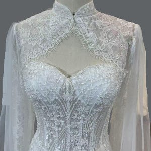 Stunning Beaded Lace  Mermaid Wedding Dress With Matching Detachable Bolero Jacket