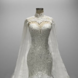 Fabulous Lace Mermaid Wedding Gown With Matching Cape