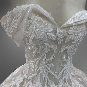 Stunning Off The Shoulder Ivory or Champagne/Ivory Wedding Dress