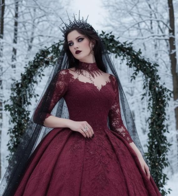 burgundy wedding dress uk WEDTREND Women Plus Size Mother of the Bride Dress with 3/4 Sleeves Burgundy A Line V-Neck Chiffon Lace Ruffles Wedding Guest Dress Wedtrend UK