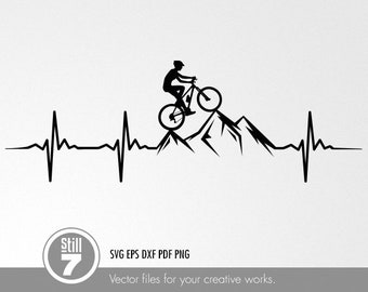 MTB svg - Mountain Bike svg - Woman Mountain Biker svg - Downhill svg - eps png pdf dxf svg + silhouette file