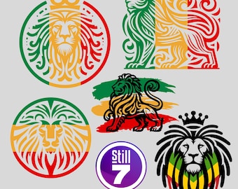 Reggae lion svg png eps pdf dxf Bundle, Rasta lion mandala Cut File, Multilayered lion design