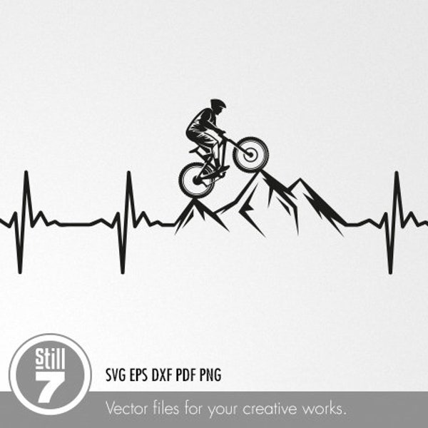 MTB svg - Mountain Bike svg - Man Mountain Biker svg - Downhill svg - eps png pdf dxf svg + silhouette file