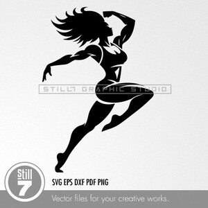 Dynamic SVG Fitness Design for African American Woman - Powerful and Energetic Silhouette