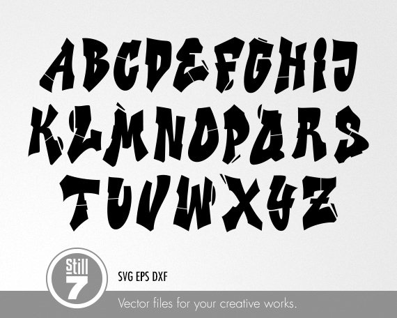 趣味 Graffiti alphabet Graffiti Alphabet Svg - Graffiti Letters Svg - Svg Eps Dxf