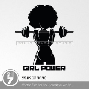 Schwarze Frau SVG - Fitness Girl SVG - Afro Woman SVG - SVG Schneidedatei + eps dxf pdf png